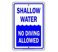 Shallow Water No Diving Allowed Safety Policy Warning Notice Funny Metal Sign Metal Plaques and Signs Poster 8X12 Inches