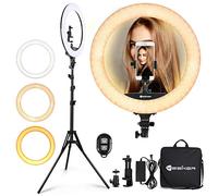 ShallWe 8" Selfie Ring Light with Tripod Stand & Cell Phone Holder for Live Stream/Makeup, Mini LED Camera Ringlight for YouTube Video/Photography Compatible with iPhone Xs Max XR Android¡