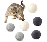 shallyong 6 Pieces Felt Balls for Cats, 100% Pure Wool Handmade Cat Toy Ball with Carrying Bag
