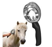shallyong Horse Welding Knife, Spring Curry Comb for Removal, 4 Rings, Black, Metal Curry Comb for Removal, Double Sided Horse Brush, Stainless Steel Welding Knife for Horses, Prong Metal Curry Comb