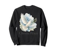 Shalom Choose Peace Dove Olive Branch Watercolor Sweatshirt