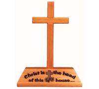 shalom Christ is the head of this house Christian wooden crucifix cross desktop gift 12.5cm