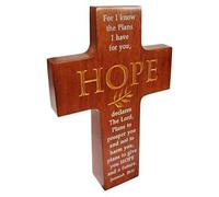 Shalom Christian Brown Wood Hope Cross 16cm Standing Desk Gift Wooden Jeremiah 29:11 Gift Plaque