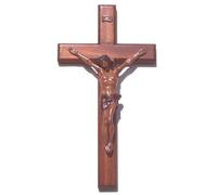 Shalom Christian brown wooden Corpus hanging Cross 30cm large long wall
