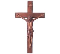 Shalom Christian brown wooden Corpus hanging Cross 40cm large long wall