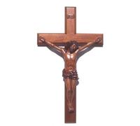 Shalom Christian brown wooden Corpus hanging Cross 60cm large long wall