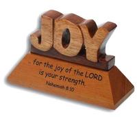 Shalom Christian wood mahogany Joy Nehemiah desktop ornament gift 10cm