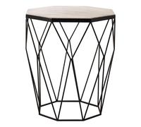 shalom octagonal white marble top side table with black base