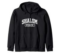 Shalom Peace Dove Hebrew Jersey Style Shabbat Shalom Zip Hoodie