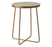 shalom round white marble top side table with gold cross base