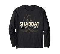 Shalom Shabbat is My Reset Moon and Stars Long Sleeve T-Shirt