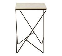 shalom square white marble top side table with black curves base