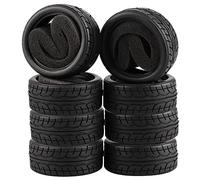 Shaluoman 8pcs 1/10 on Road Soft Tires Tyres Fit for RC 1:10 Touring On Road Car Wheels Rim Black