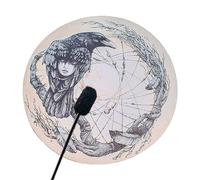 Shaman Drum, 10 Inch Crow Pattern Handmade Shaman Drum with Drum Stick, Instrumental Shaman Alchemy Moon Drum, Sound Healer Shaman Drum for Spiritual Music, Reflection Meditation (Owl)(#1)