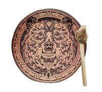 Shaman Drum, 25cm Shamanic Hand Drum with Drum Stick, Handmade Siberian Drum with Bear Pattern, Sound Healing Instrument Vintage Frame Drum for Relaxation, Meditation and Home Decoration