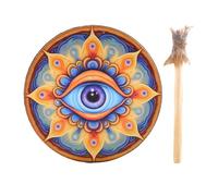 Shaman Drum - 25cm Wooden Hand Drum Retro Color Wooden Shell Design Sound Healing Tool | Building, Playability, Meditation Drums