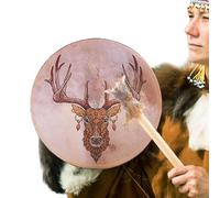 Shaman Drum - 9Inch Handcrafted, Hand-Crafted Spirit Drum, Traditional Siberian Music Instrument, Wood Construction, Rich Harmonic Tone | Ideal for shamanic rituals, sound healing, meditation