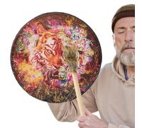 Shaman Drum, Hand Drums for Adults, Handmade Shaman Hand Drum Made of PU Leather, Handmade Shaman Drum Stick, Soul for Shaman Tools Music Lovers