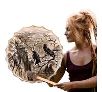 Shaman Drum | Old Shamans and Ravens Drums for Adults - Siberian Drum Spirit Drum Symbol with With, Wooden Music Spiritual Drum Decorations for L
