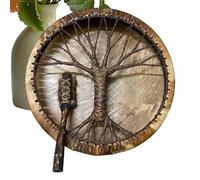 Shaman Drum, Professional Handcrafted Percussion Instrument, Authentic Ethnic Sound Tool with Handle, Decorative Tribal Art Display for Teens Children Beginners Music Practice Home