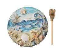 Shaman Drum - Sea Wave Shell Music Drum | Drum Musical Instrument For Meditation, Percussion Instrument With Drumstick, Hand Drums For Adults, Seaside Music Drum Spiritual Instrument For Music Lovers