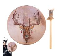 Shaman Drum - Shaman Drums for Adults, inch Drum with Deer Head Design, Shaman Drum, Instrumental Shaman Handmade Shaman Drum for Spiritual Music, Reflection & Meditation