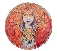 Shaman Drum,Siberian Drum, 9.85 Inch Beauty And Wolf Shaman Drum, Hand Drum, Siberian Drum, Healing Drum, Vegetarian Shaman Drum for Music Lovers, Holiday Decoration