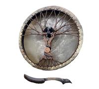 Shaman Drum - Spiritual Healing Instrument, Handmade Siberian Shaman Instrument with Design and Beater | Traditional Frame Drum for Sound Healing, Meditation, Contemplation