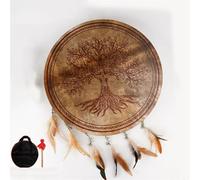 Shaman Drum with Buffalo Hide Native American Design, 16/18/20 Inch Ritual Drum for Ceremonies and Spiritual Music Handmade Frame Drum, Hand Drum for Adults