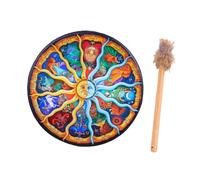 Shaman Drum with Drumstick, Traditional Wooden Frame Drum for Drum Circle, Ceremony, Celebration, Musical Performance, and Decoration- TwelveConstellations