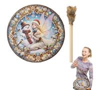 Shaman Drum - Wood And Polyester Imitation Sheepskin 30cm | Siberian Drum Spirit Music | Frame Hand Drums Suitable For Meditation Ceremonial Use And Musical Performance