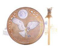 Shaman Drum - Wood Shaman Drums With Drum Stick |Handmade Shamanic Drum Ornaments | Decoration Design Hand Drum, Wood Shaman Drums, Retro Color For Meditation, Reflection Meditation