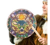 Shaman Drums Adults - 9 Inch Ceremonial Drum Head Pattern Spiritual Music Instrument Meditation Sound Healer Ritual Percussion Tool | Use Relaxation