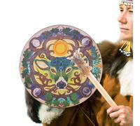 Shaman Drums for Adults, 9Inch Handcrafted Deer Head Design Drum, Instrumental Shaman Sound Healer, Handmade Shaman Drum for Spiritual Music, Reflection & Meditation