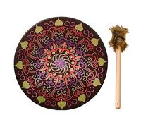 Shaman Drums, Shamanic 25cm Handmade Decoration Design Drum, Leather and Wood Instrumental Siberian Drum, Shaman Alchemy Moon Drum Spiritual Music Sound Tools Various Scenes Indoor Outdoor