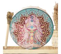 Shaman Hand Drum, Handmade PU Leather Shaman Drum For The, Big Tone Round Tools, Vintage Wooden Hammer Included, Spiritual Music Supplies For Home