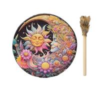 Shaman Hand Drum - Handmade PU Leather with Wooden Hammer, Vintage Round Tone | Long-lasting Creatives Modern Design Spiritual Healing Drum for Adults Shamanic Circle Ritual Music Sound