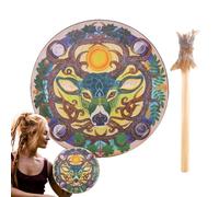 Shaman Hand Drums,9Inch Drum with Deer Design | Sound Healer Instrumental Shaman Drum for Spiritual Music, Reflection Meditation, Siberian Spirit Music