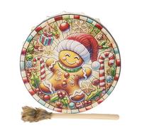 Shaman Hand Drums - Gingerbread Man Handmade Shamanic Drum - Hollow Drum Back Spiritual Music Drum for Outdoor Activities, Home, Work Area