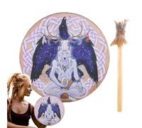 Shaman Hand Drums - Multiuse Sturdy, Safe, Innovative Design, Adult Drum, Instrumental Sound Healer 9, Inch with Wolf Head Design | Multipurpose Outdoor Indoor Utility Compact