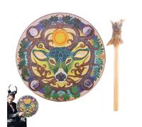 Shaman Hand Drums | Shamanic 9 Inch Faux Leather Stag Head Pattern Drum | Handmade Spiritual Instrument for Healing Meditation Energy Connection Relaxation Ceremony