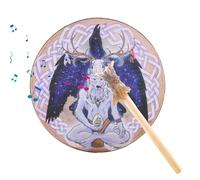 Shaman Hand Drums - Spirit Rhythm Percussion, Wolf Totem Instrument| Traditional Siberian Healing Drum Sound Healer Gear, 9Inch Sacred Music Symbol Reflection Meditation Ritual Ceremony Practice