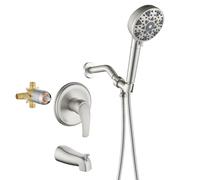 SHAMANDA Shower Faucet Set with Tub Spout Tub and Shower Faucet Set Complete with Handheld Shower Head Shower Combo Set Shower System with Tub Spout Tub and Shower Trim Kit Brushed Nickel, L879-2