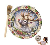 Shamanic Christmas Instrument | Musical Drum Decor | Christmas Drum Music | Percussion Drum Ornament With Attention To Its Aesthetic Appeal For Use As An Ornament