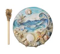 Shamanic Drum - 25 Cm Wood-Leather Construction, Portable Percussion, Comfortable Touch | Weather-friendly Tone, Retro Color Design, Wooden Leather Frame for Healings, Rituals, Music, We