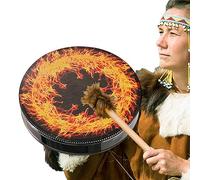 Shamanic Drum,25cm Handmade Shamanic Drum Decoration Design | Symbol of The Siberian Drum Spirit Music, Leather and Wood Instrumental Shaman Alchemy Moon Drum Pratvider