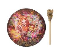 Shamanic Drum - Handmade PU Leather Spiritual Hand Percussion | Vintage Tone Round Drum, Wood Reward, Ritual Sound Tool for Meditation, Sacred Musical Instrument for Home Brewing