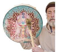 Shamanic Drum - Native American PU Leather Drum Round Percussion Big Tones Wooden Hammer | Spiritual Healing Meditation Instrument for Meditative Shamanic Practices