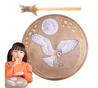 Shamanic Drums | Decoration Design Hand Drum With Drum Stick - Retro Color Shaman Hand Drum, Decoration Design Hand Drum, Wood For Meditation, Spiritual Music