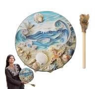 Shamanic Drums, Sea Wave Shell Shaman Hand Drum, Percussion Adult Meditation Instrument for Music Lovers, Meditation Rituals, Home School, Drumstick Included